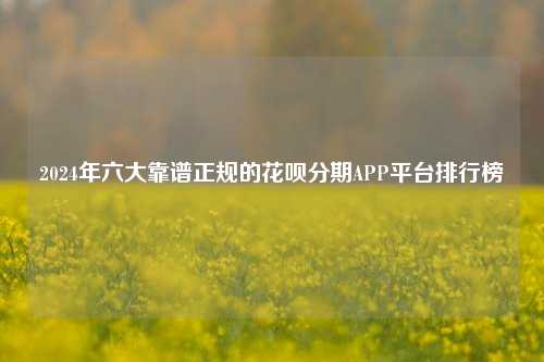 2024年六大靠谱正规的花呗分期APP平台排行榜