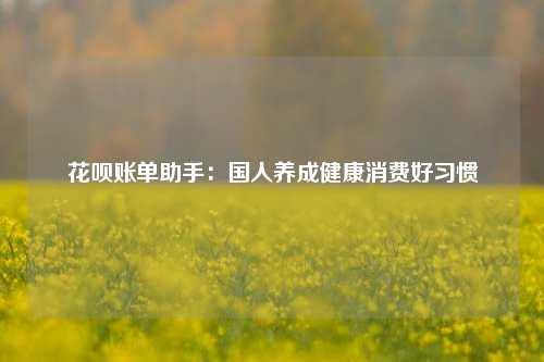 花呗账单助手：国人养成健康消费好习惯