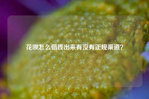 花呗怎么借钱出来有没有正规渠道？